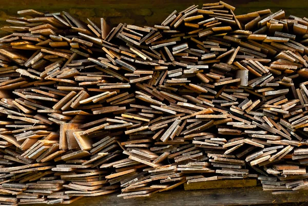 Veel Houten Planken Bevinden Zich Kolom Houten Planken Worden Uitgedroogd — Stockfoto