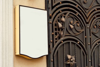 Binada dikdörtgen şeklinde işaret var. Boşluk ve boşluğu metin için kopyala. Tasarım için maket. Reklam için boş şablon.