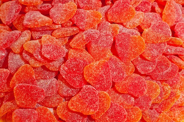 Textur Von Roten Und Orangefarbenen Bonbons Süßigkeiten Auf Einem Haufen — Stockfoto