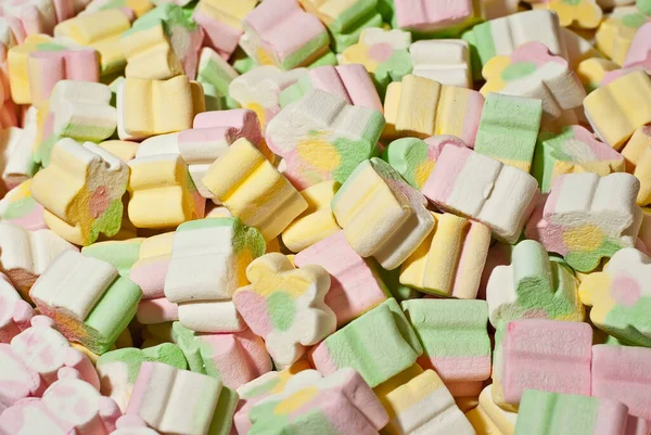 Textur Aus Gelben Weißen Und Rosa Bonbons Süßigkeiten Auf Einem — Stockfoto