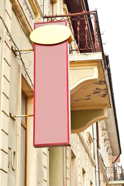 Prostokątny Znak Budynku Kopiuj Miejsce Miejsce Tekst Makieta Projektowania Pusty — Zdjęcie stockowe