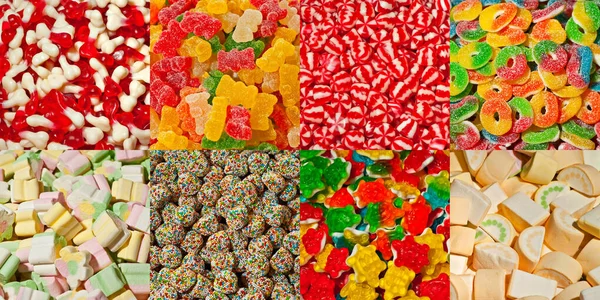 Sárga Piros Zöld Cukorkák Textúrája Sweets Egy Halom Közeli Édességbolt — Stock Fotó