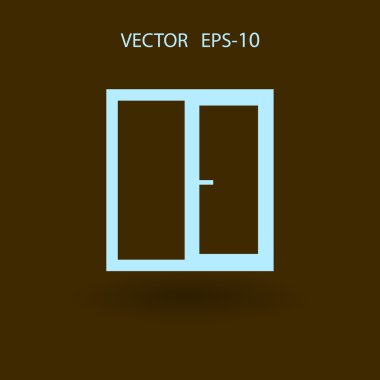 Düz uzun pencere simgesi, vektör çizim gölge