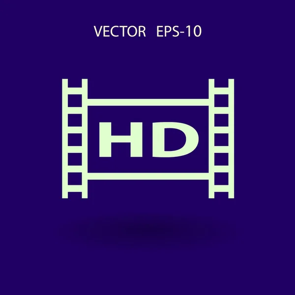 Platte pictogram van hd-video — Stockvector