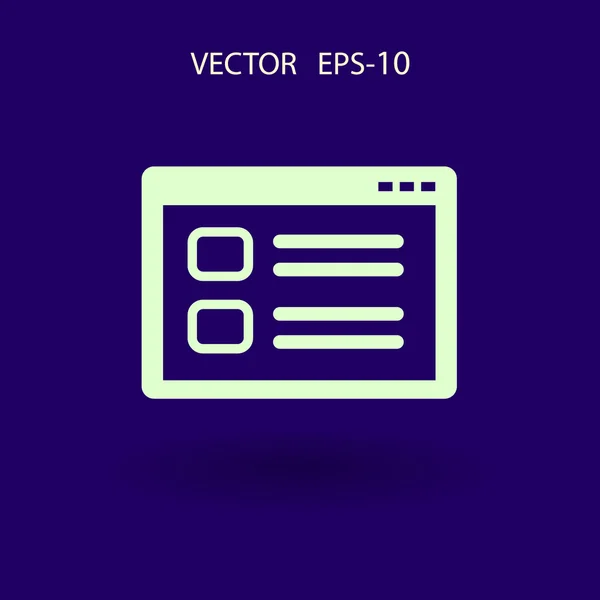 Flat long shadow Web window icon, vector illustration — Stock Vector