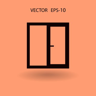 Düz uzun pencere simgesi, vektör çizim gölge