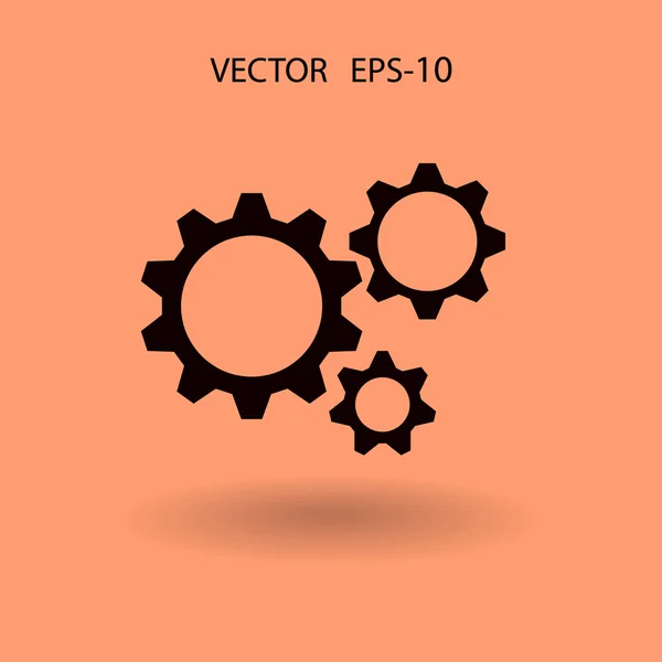 Ícone plano de engrenagens — Vetor de Stock