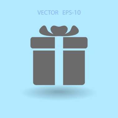 Düz uzun hediye kutusu simgesi, vektör çizim gölge