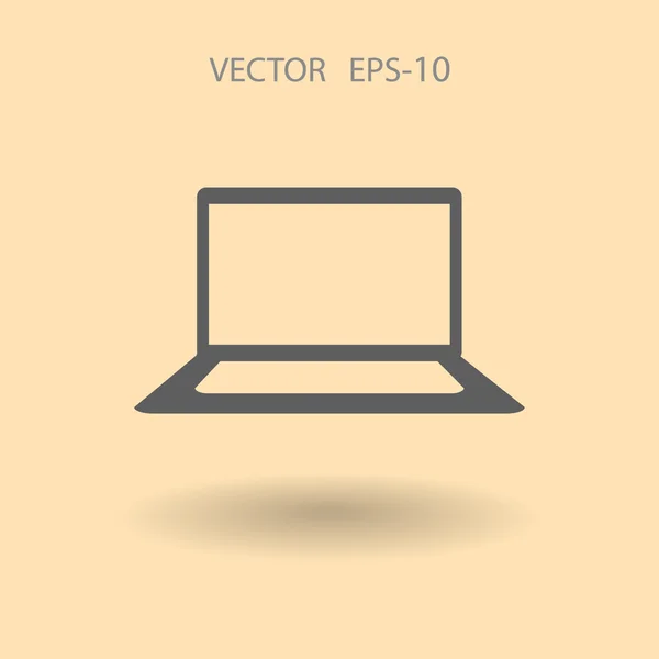 Platte pictogram van laptop — Stockvector