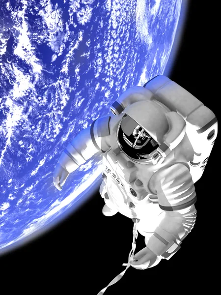 The astronaut in outer space against globe — Stock Photo, Image