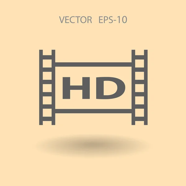 Flat icon of hd video — Stock Vector