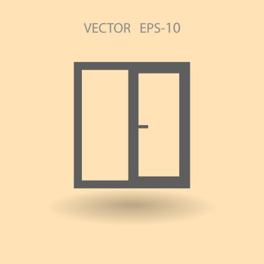 Düz uzun pencere simgesi, vektör çizim gölge