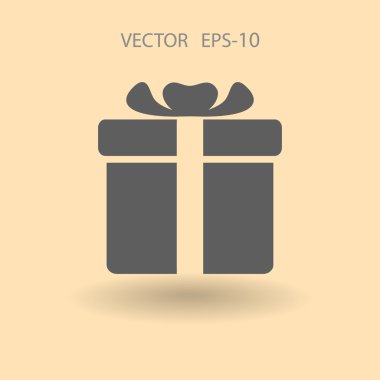 Düz uzun hediye kutusu simgesi, vektör çizim gölge