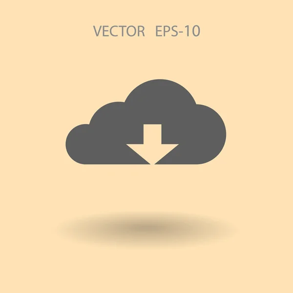 Icono plano de la nube de descarga — Vector de stock