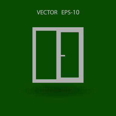 Düz uzun pencere simgesi, vektör çizim gölge