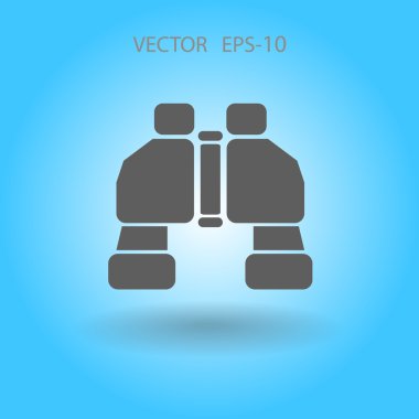 Düz uzun dürbün simgesi, vektör çizim gölge