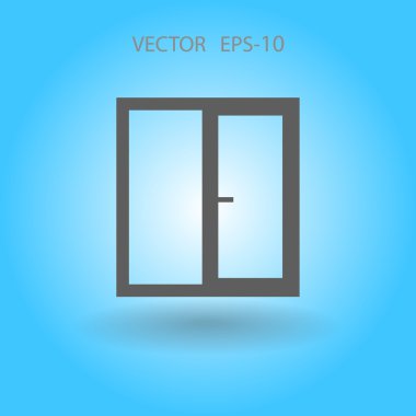 Düz uzun pencere simgesi, vektör çizim gölge