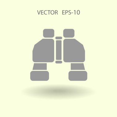 Düz uzun dürbün simgesi, vektör çizim gölge