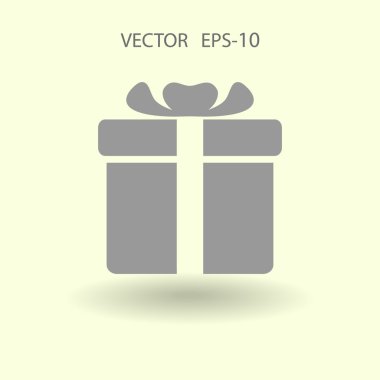 Düz uzun hediye kutusu simgesi, vektör çizim gölge