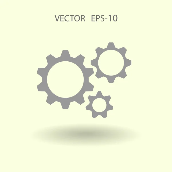 Ícone plano de engrenagens — Vetor de Stock