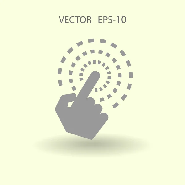 Ícone de toque de mão de sombra longa plana, ilustração vetorial — Vetor de Stock