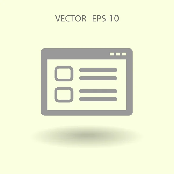Lunghe ombre piatte icona della finestra Web, illustrazione vettoriale — Vettoriale Stock