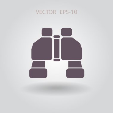 Düz uzun dürbün simgesi, vektör çizim gölge