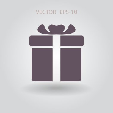 Düz uzun hediye kutusu simgesi, vektör çizim gölge