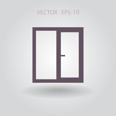 Düz uzun pencere simgesi, vektör çizim gölge