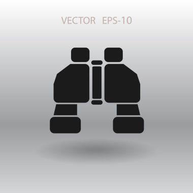 Düz uzun dürbün simgesi, vektör çizim gölge