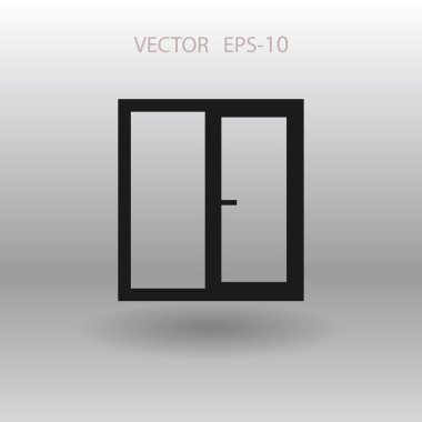 Düz uzun pencere simgesi, vektör çizim gölge