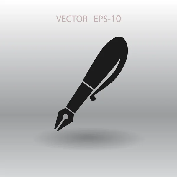 Icono plano de la pluma — Vector de stock