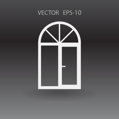 Düz uzun pencere simgesi, vektör çizim gölge