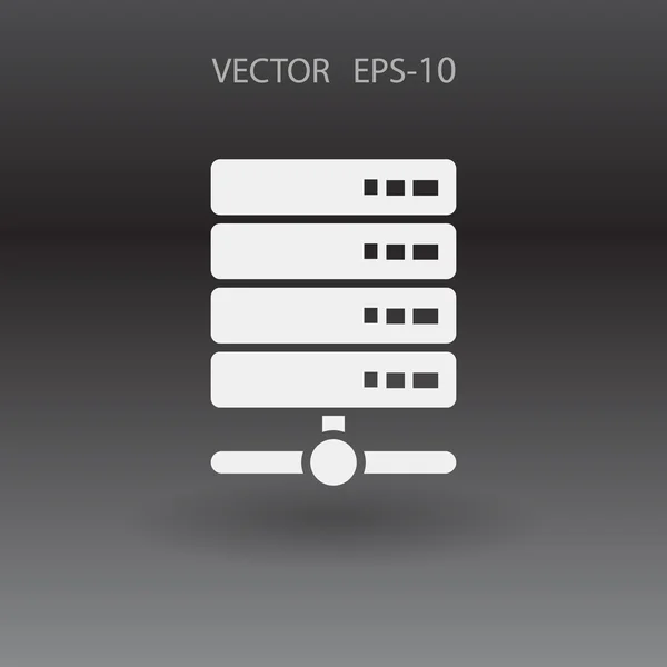 Lakás hosszú árnyék kiszolgáló számítógép ikon, vektoros illusztráció — Stock Vector