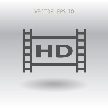 Hd video şekil düz simgesi