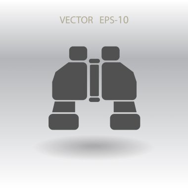 Düz uzun dürbün simgesini gölge, resimde illustrati vektör