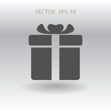 Düz uzun hediye kutusu simgesi, vektör çizim çizim gölge