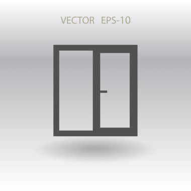 Düz uzun pencere simgesi, vektör çizim çizim gölge