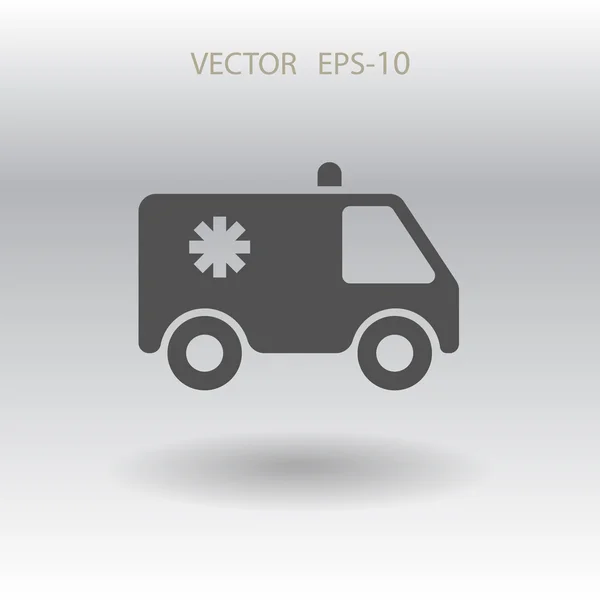 Icono plano de la ilustración de ambulancia — Vector de stock