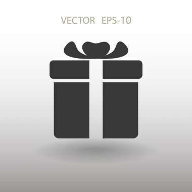 Düz uzun hediye kutusu simgesi, vektör çizim gölge