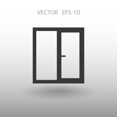 Düz uzun pencere simgesi, vektör çizim gölge