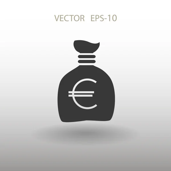 Flat long shadow Money bag icon, vector illustration — Stock Vector