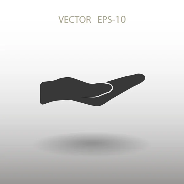 Flacher langer Schatten mit Handflächen-Symbol, Vektorillustration — Stockvektor