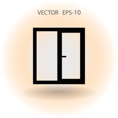 Düz uzun pencere simgesi, vektör çizim gölge