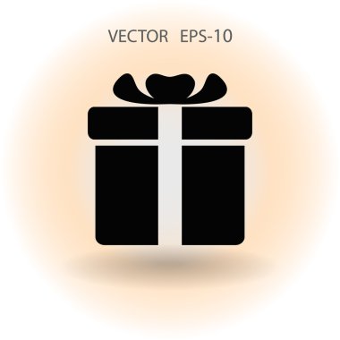 Düz uzun hediye kutusu simgesi, vektör çizim gölge