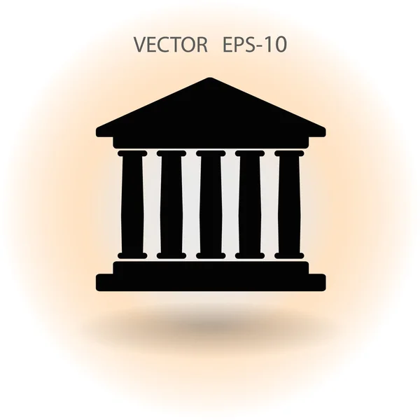 Platte pictogram van bank gebouw — Stockvector