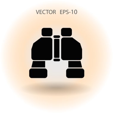 Düz uzun dürbün simgesi, vektör çizim gölge