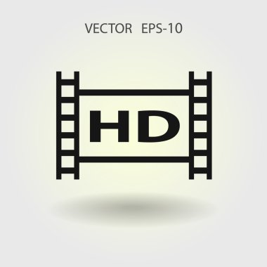 Hd video düz simgesi
