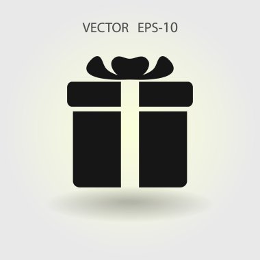 Düz uzun hediye kutusu simgesi, vektör çizim gölge