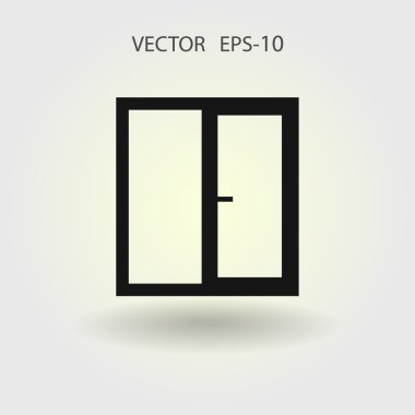 Düz uzun pencere simgesi, vektör çizim gölge